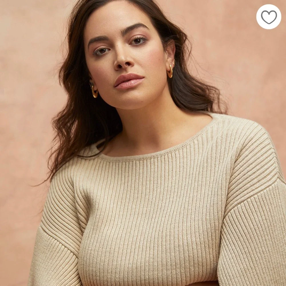 Eloquii Cream Ribbed Knit Jumpsuit - Picture 2 of 2